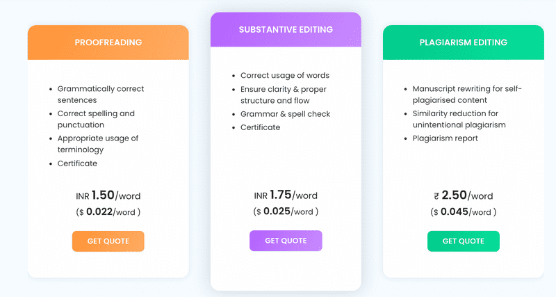 manuscript editing fee
